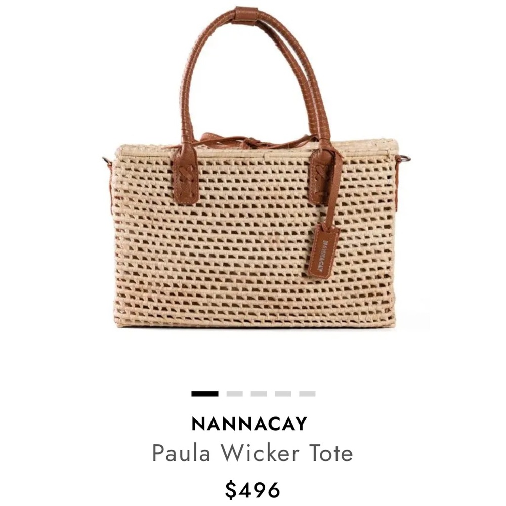 Nannacay Paula Luxury Wicker/Leather Tote with Crossbody Leather Strap